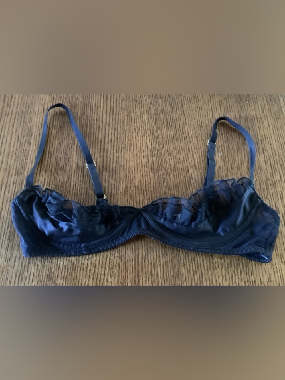 Journelle Black Lace and Satin Open Cup Bra medium 36 A 36 B 34C 32 DD 38 A